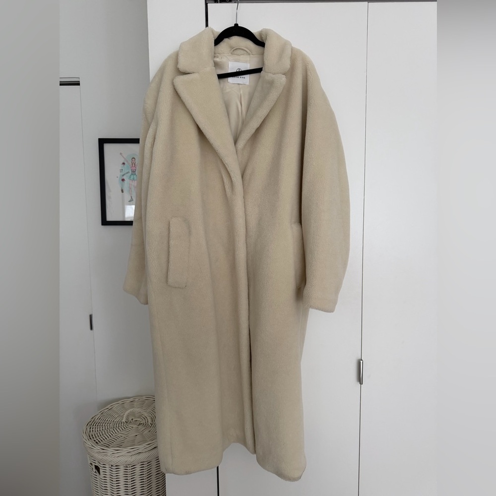 Anine Bing White Fur Coat